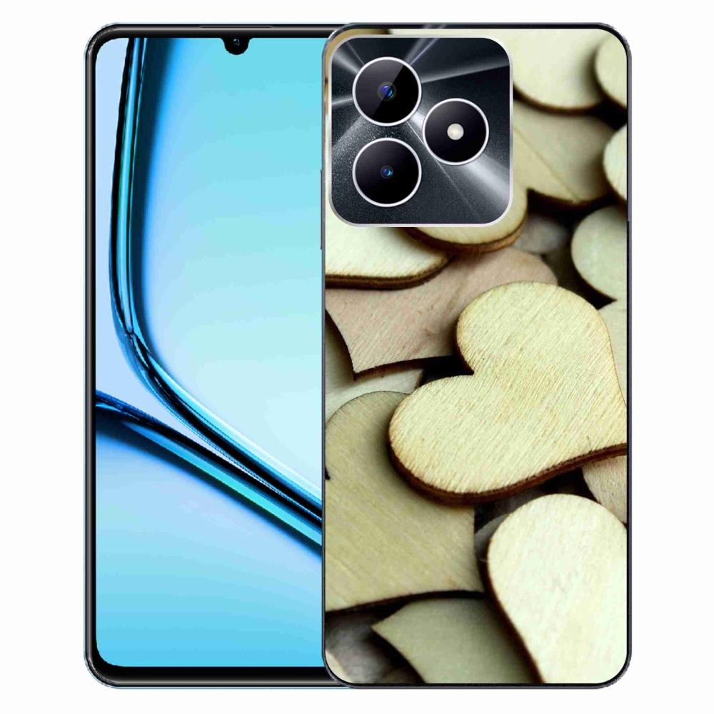 Gelový kryt mmCase na Realme Note 50 - dřevěná srdíčka