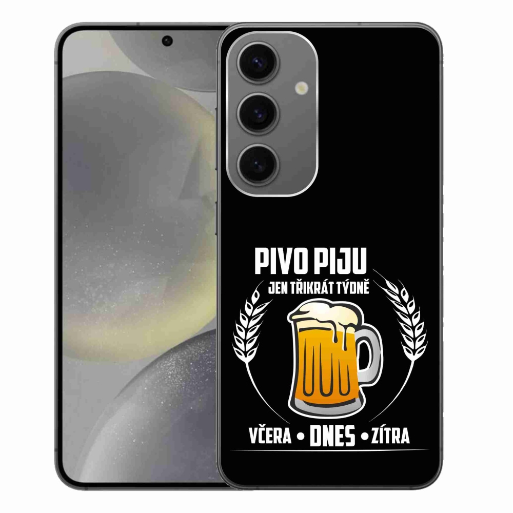 Gelový kryt mmCase na Samsung Galaxy S24+ - pivní motiv černé pozadí