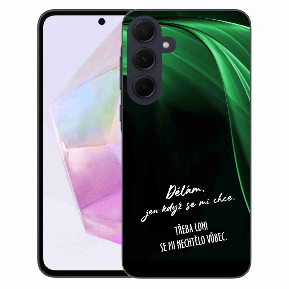 Gelový kryt mmCase na Samsung Galaxy A35 5G - vtipný text 12 černé pozadí