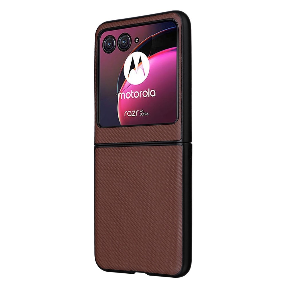 Textury plastový kryt s umělou kůží na Motorola Razr 40 Ultra 5G - hnědý