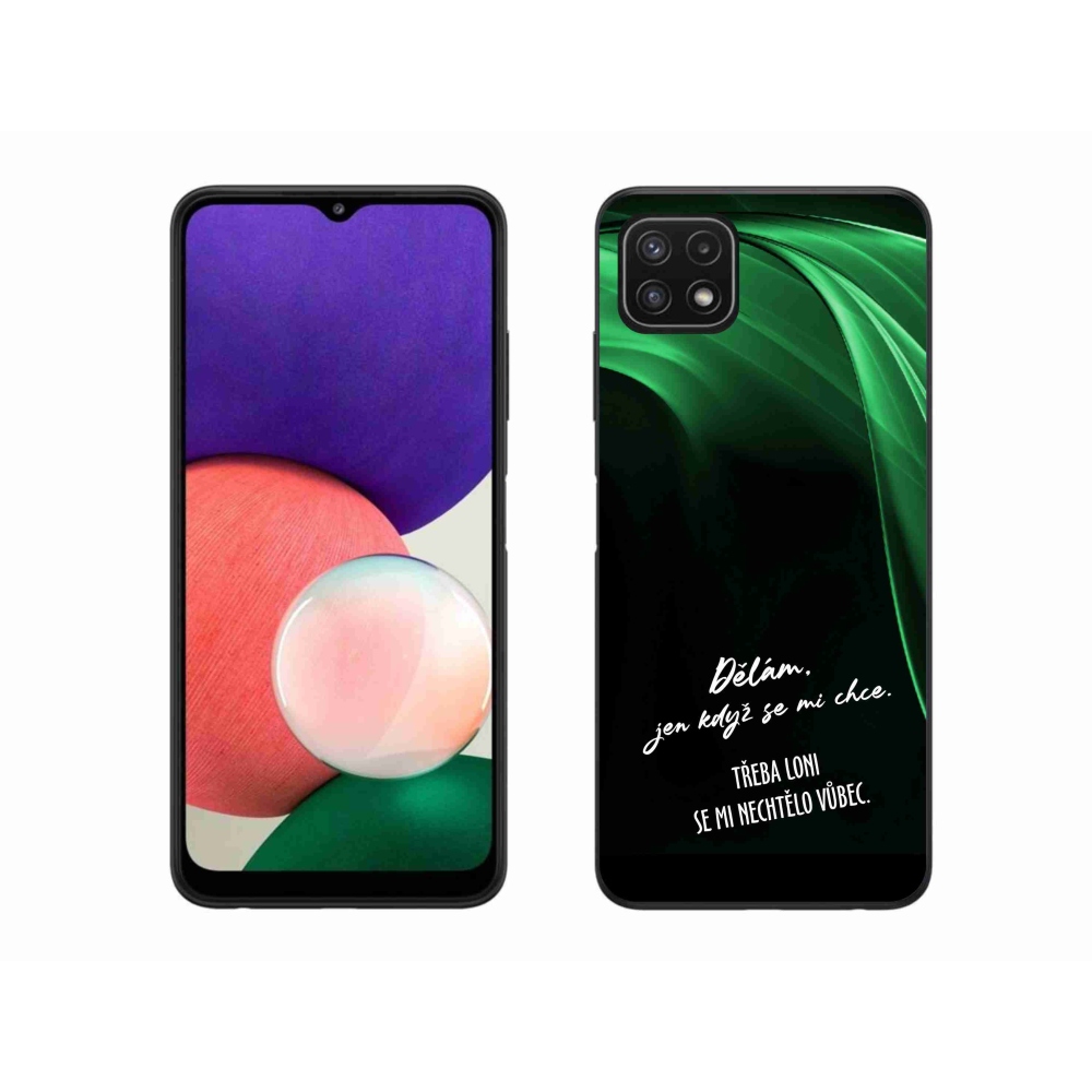 Gelový kryt mmCase na Samsung Galaxy A22 5G - vtipný text 12 černé pozadí