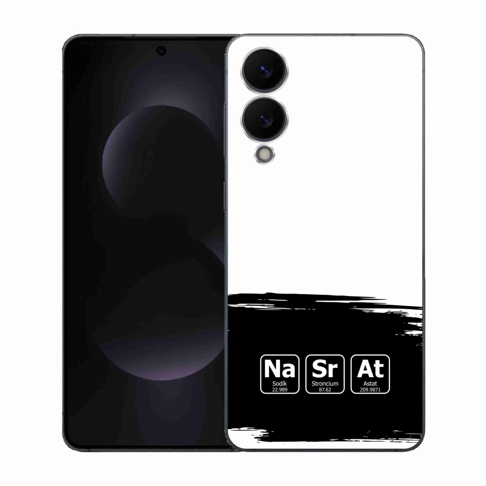 Gelový kryt mmCase na Samsung Galaxy S25 Edge - chemické prvky černobílé pozadí