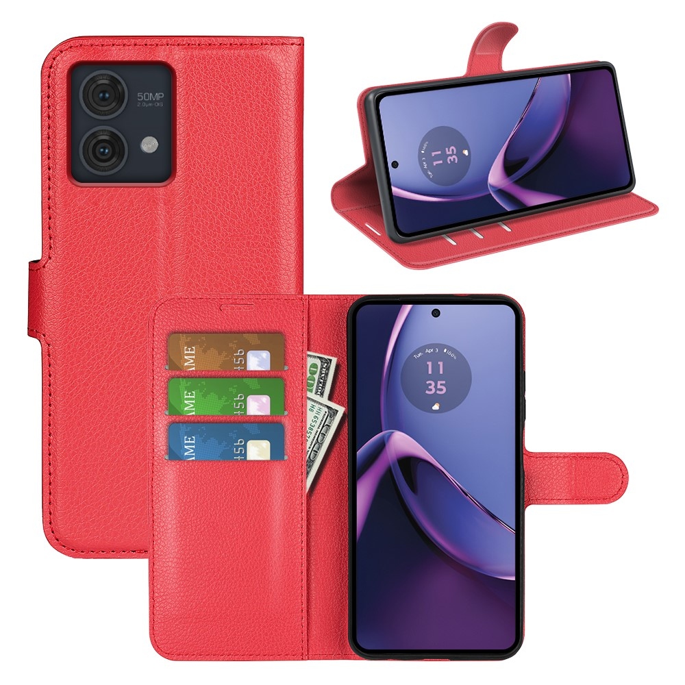 Litchi knížkové pouzdro na Motorola Moto G84 5G - červené
