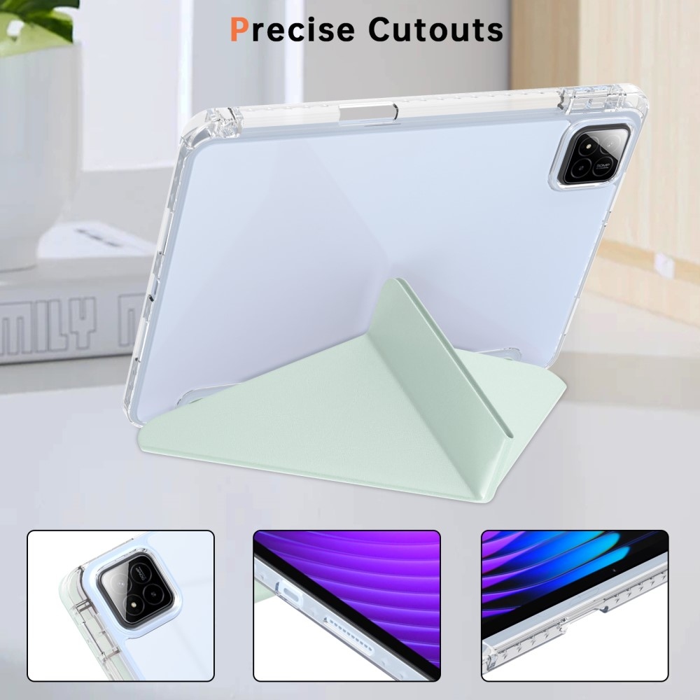 Origami chytré polohovací pouzdro na tablet Xiaomi Pad 7/7 Pro - světlezelené