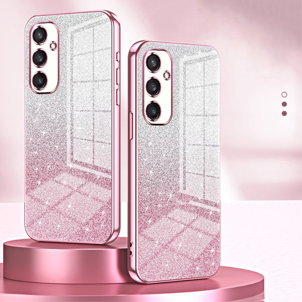Cut gelový třpytivý obal na Samsung Galaxy S24+ - růžový