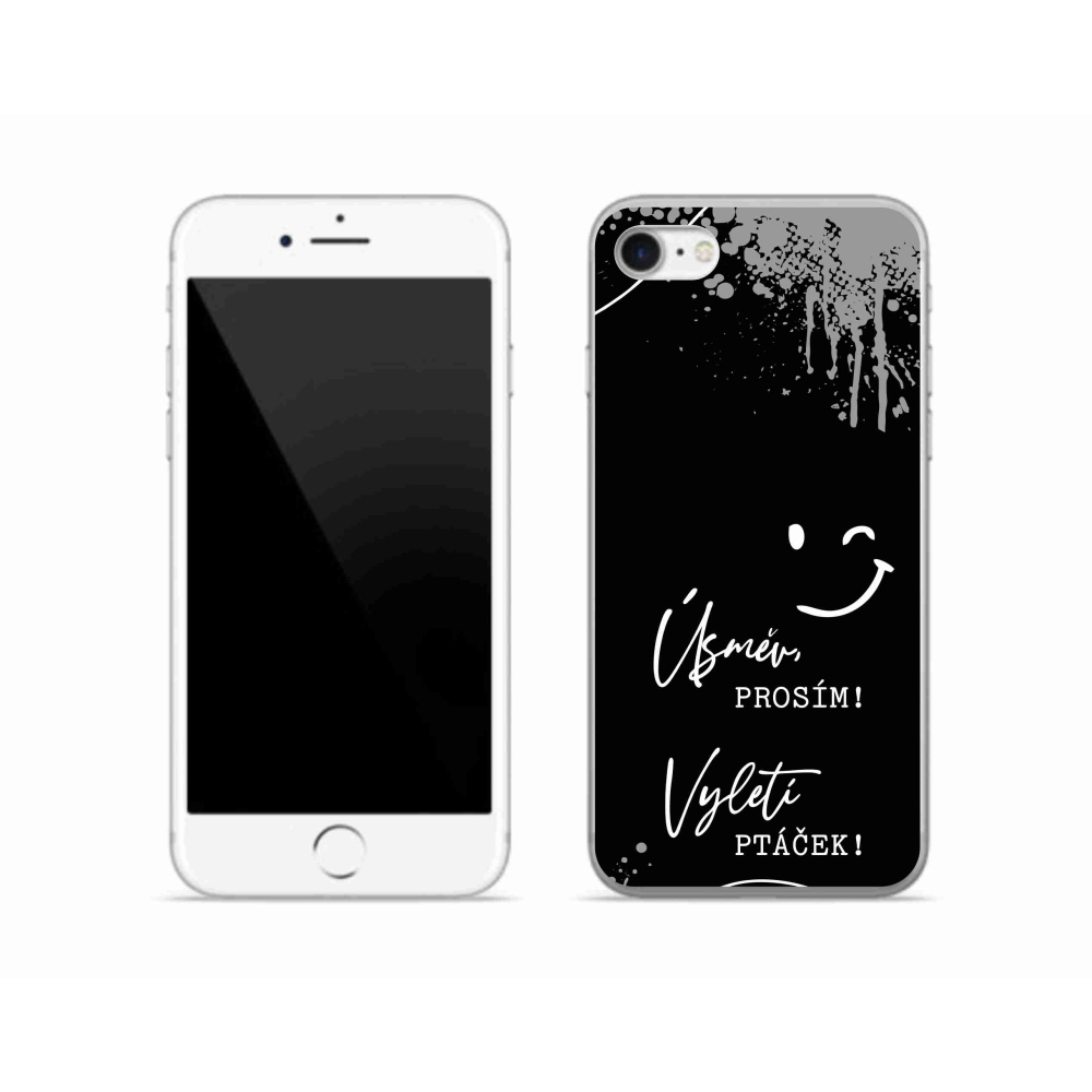 Gelový kryt mmCase na iPhone SE (2020) - vtipný text 4 černé pozadí