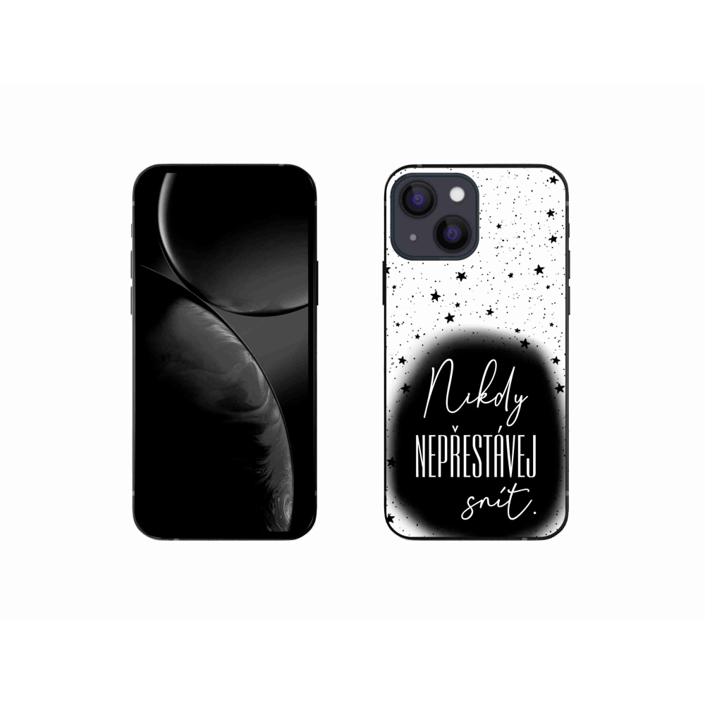 Gelový kryt mmCase na iPhone 13 mini 5.4 - citát 1 černobílé pozadí