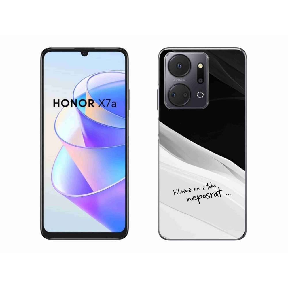 Gelový kryt mmCase na Honor X7a - vtipný text 13 bíločerné pozadí
