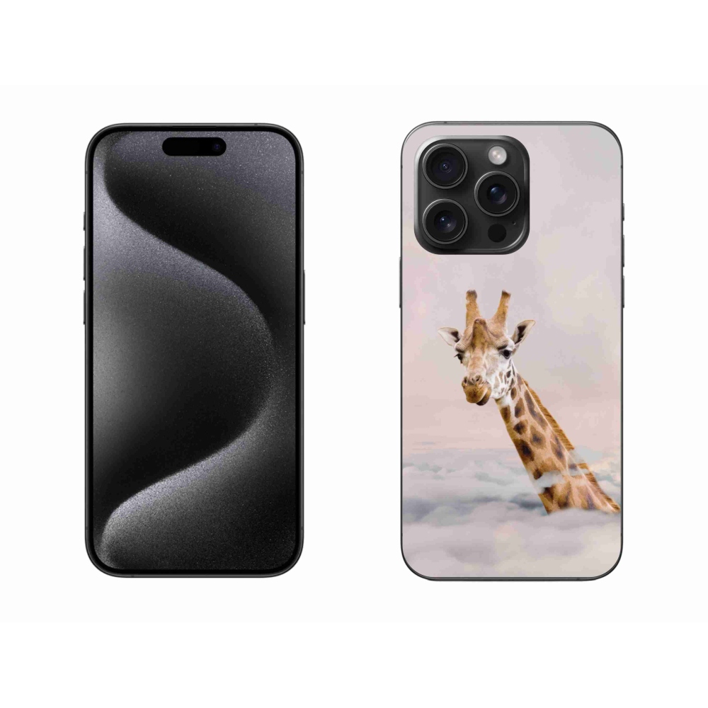 Gelový kryt mmCase na iPhone 15 Pro Max - žirafa v oblacích