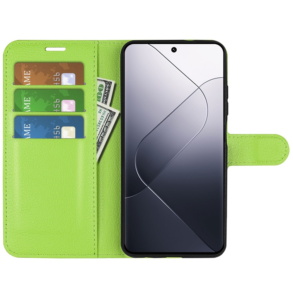 Litchi knížkové pouzdro na Xiaomi 14 - zelené