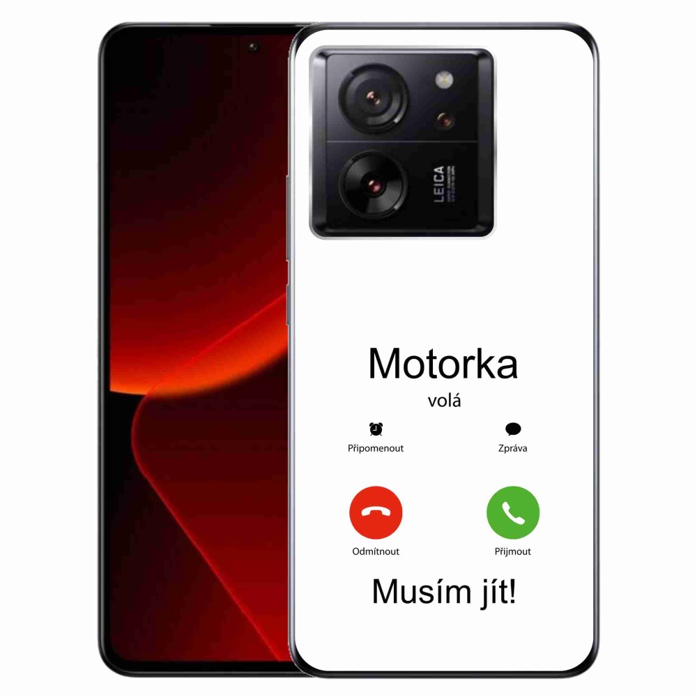 Gelový kryt mmCase na Xiaomi 13T/13T Pro - motorka volá bílé pozadí