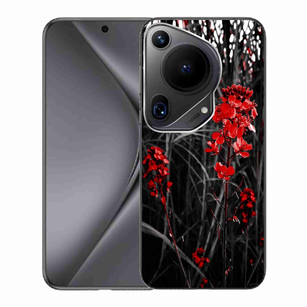 Gelový kryt mmCase na Huawei Pura 70 Ultra - červená rostlina