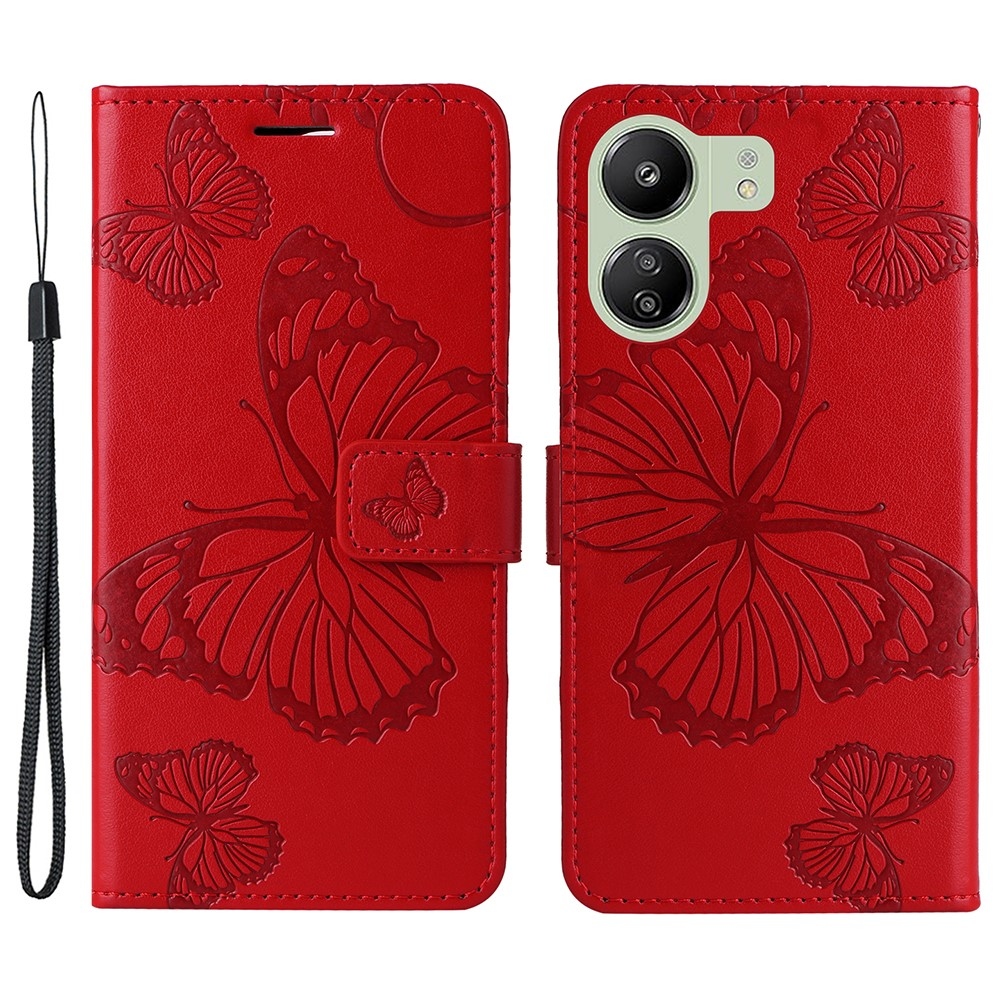 Big Butterfly knížkové pouzdro na Xiaomi Poco C65/Redmi 13C - červené