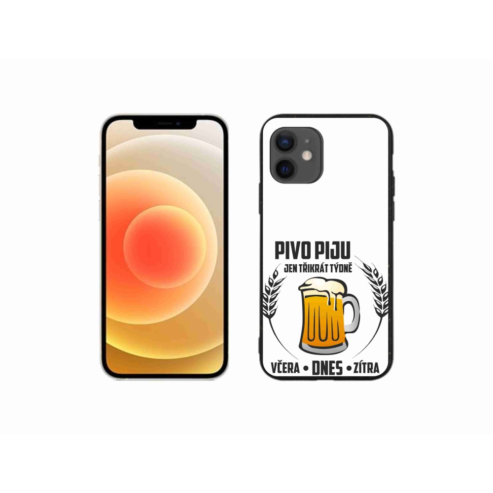 Gelový kryt mmCase na iPhone 12 mini - pivní motiv bílé pozadí