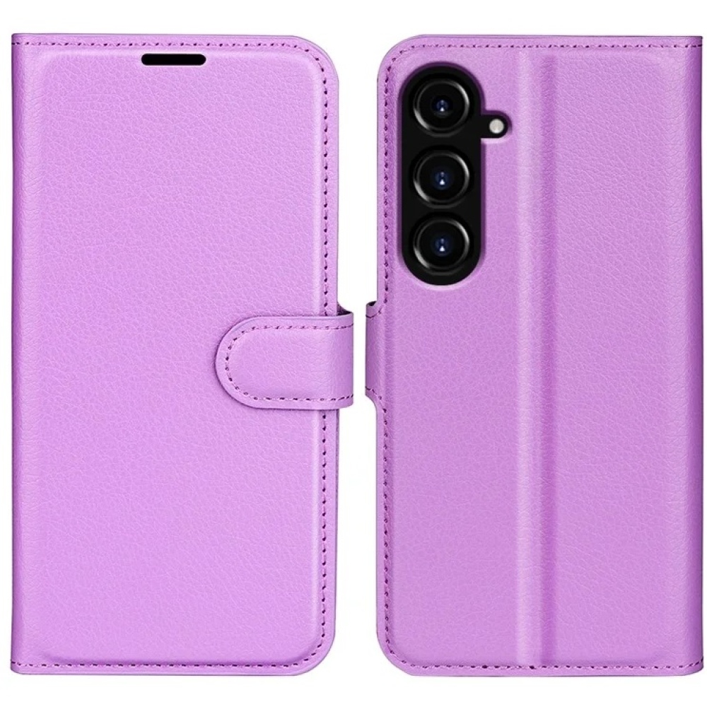 Litchi knížkové pouzdro na Samsung Galaxy S23 FE - fialové