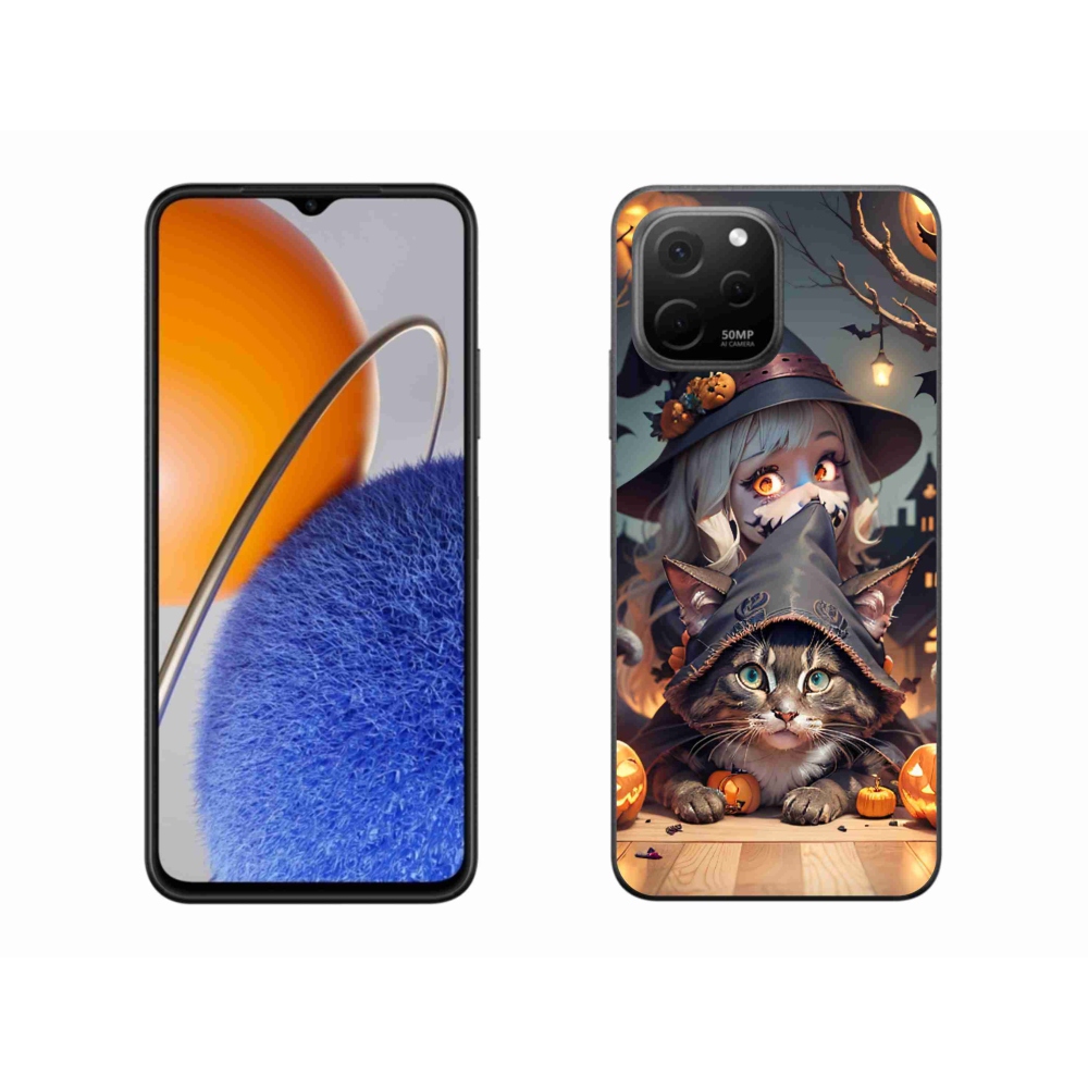 Gelový kryt mmCase na Huawei Nova Y61 - čarodějnice s kočkou
