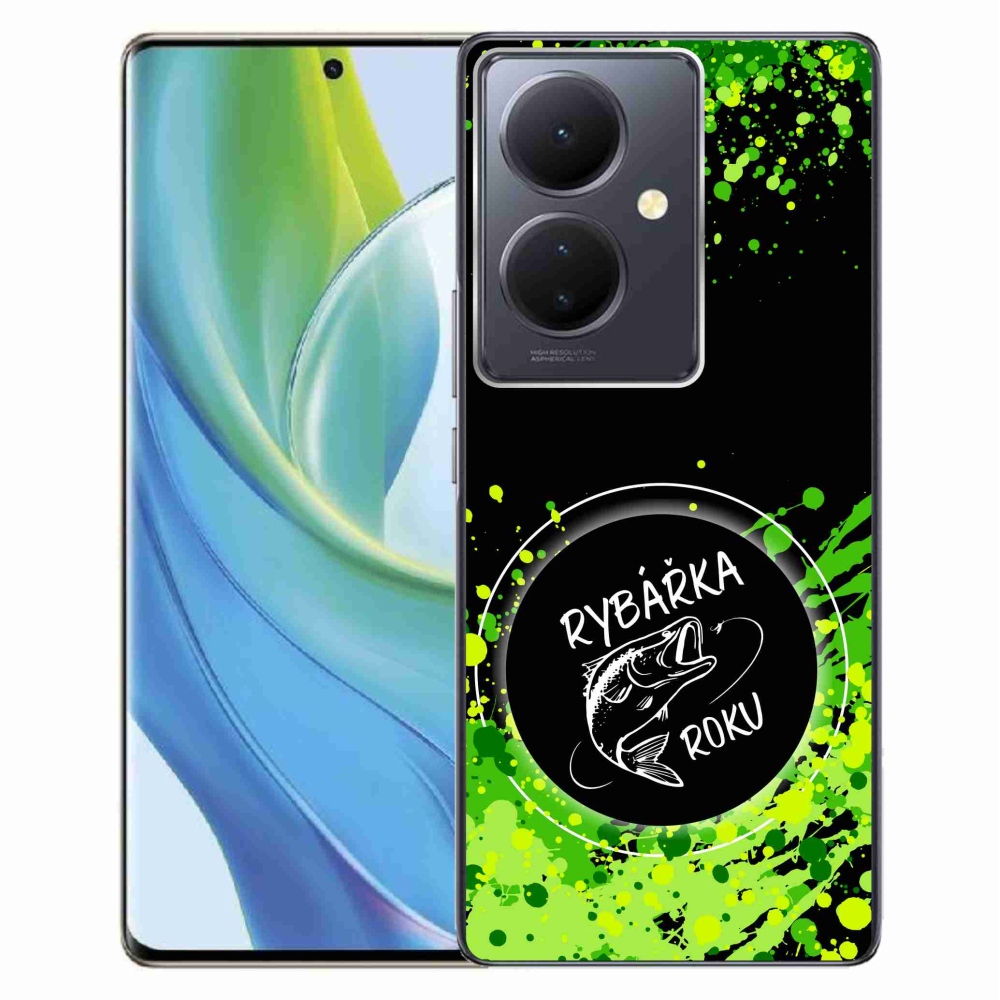 Gelový kryt mmCase na Vivo V29 Lite 5G - rybářka roku černé pozadí