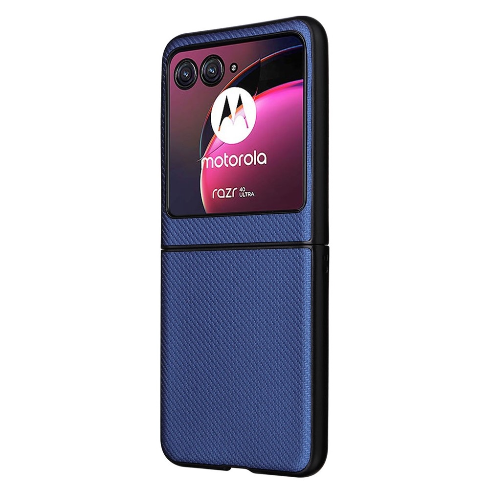 Textury plastový kryt s umělou kůží na Motorola Razr 40 Ultra 5G - modrý