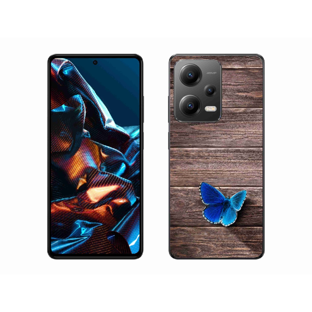 Gelový kryt mmCase na mobil Xiaomi Redmi Note 12 Pro 5G - modrý motýl 1