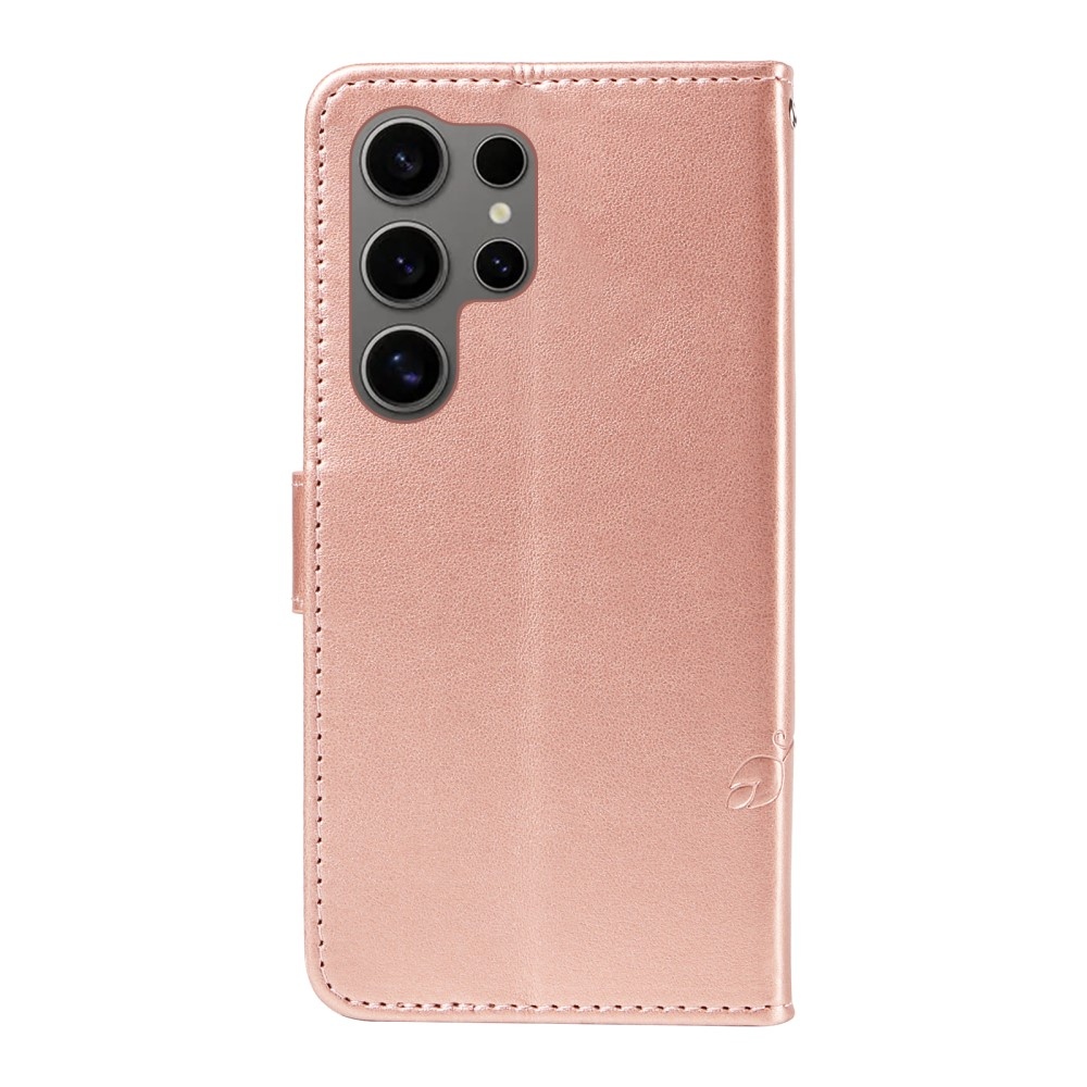 Butterflies knížkové pouzdro na Samsung Galaxy S25 Ultra - růžovozlaté