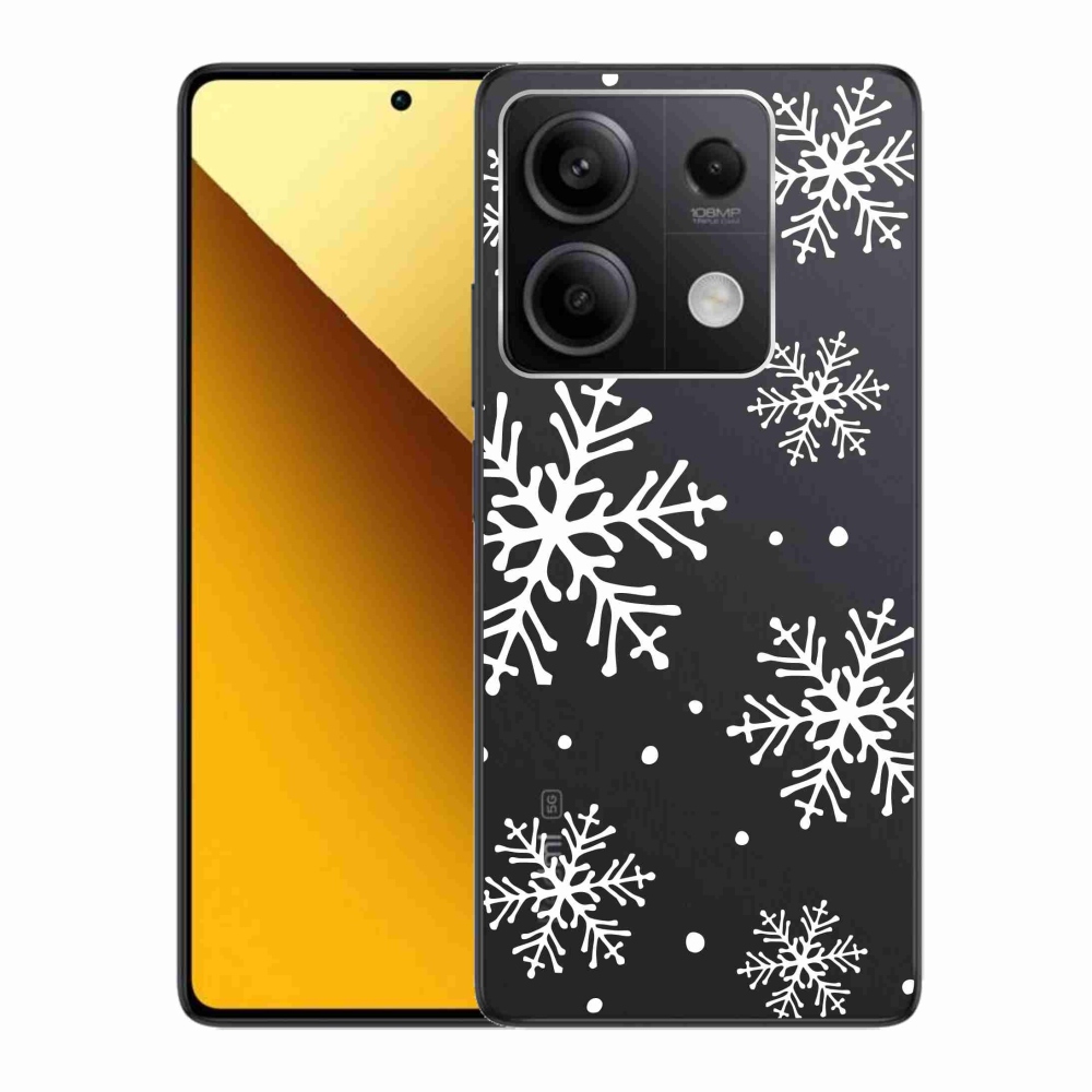 Gelový kryt mmCase na Xiaomi Redmi Note 13 5G - bílé vločky na průhledném pozadí