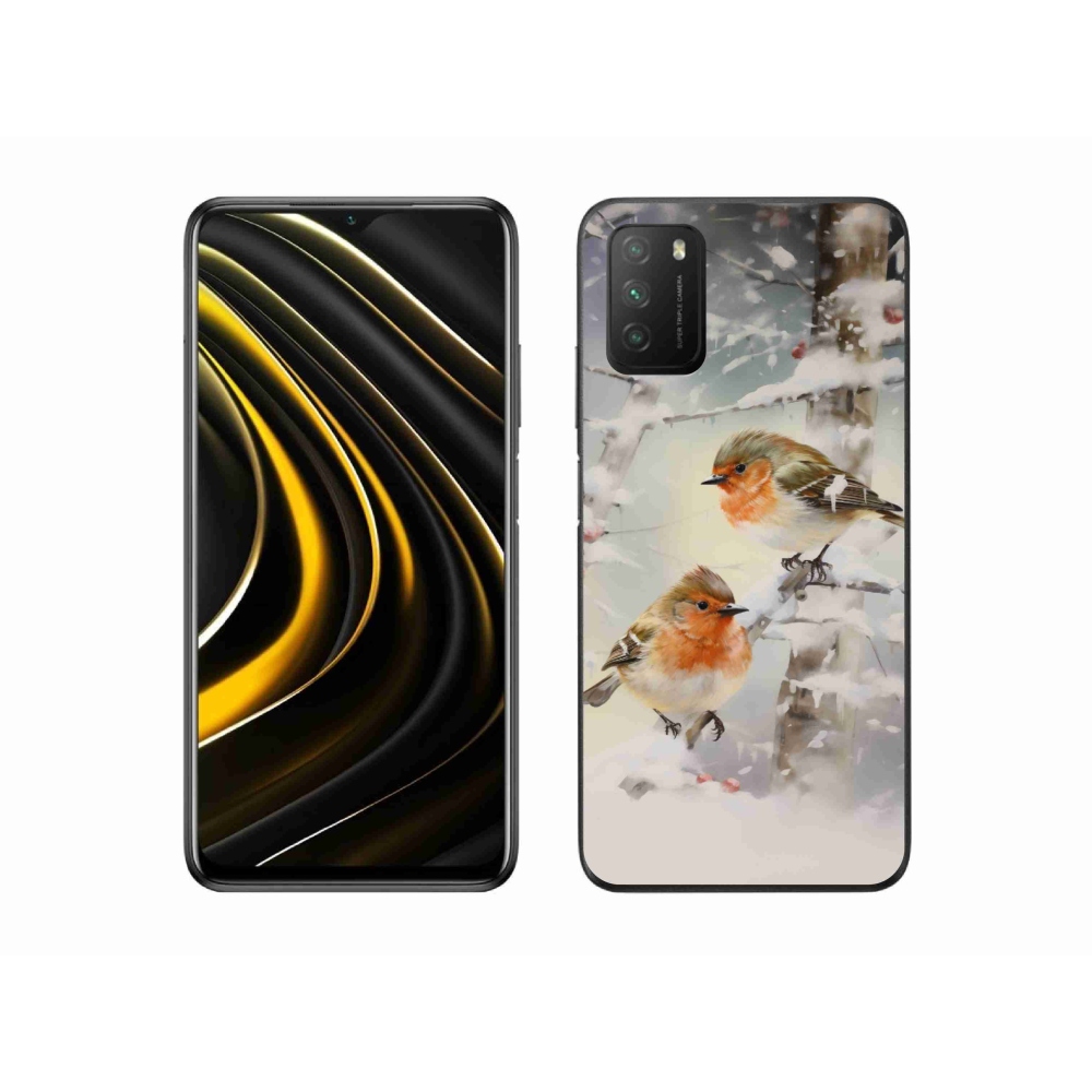 Gelový kryt mmCase na Xiaomi Poco M3 - ptáčci v zimě