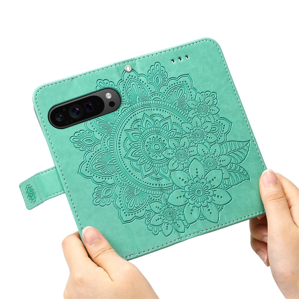 Mandala knížkové pouzdro na Google Pixel 10 Pro XL/Pixel 9 Pro XL - modrozelené