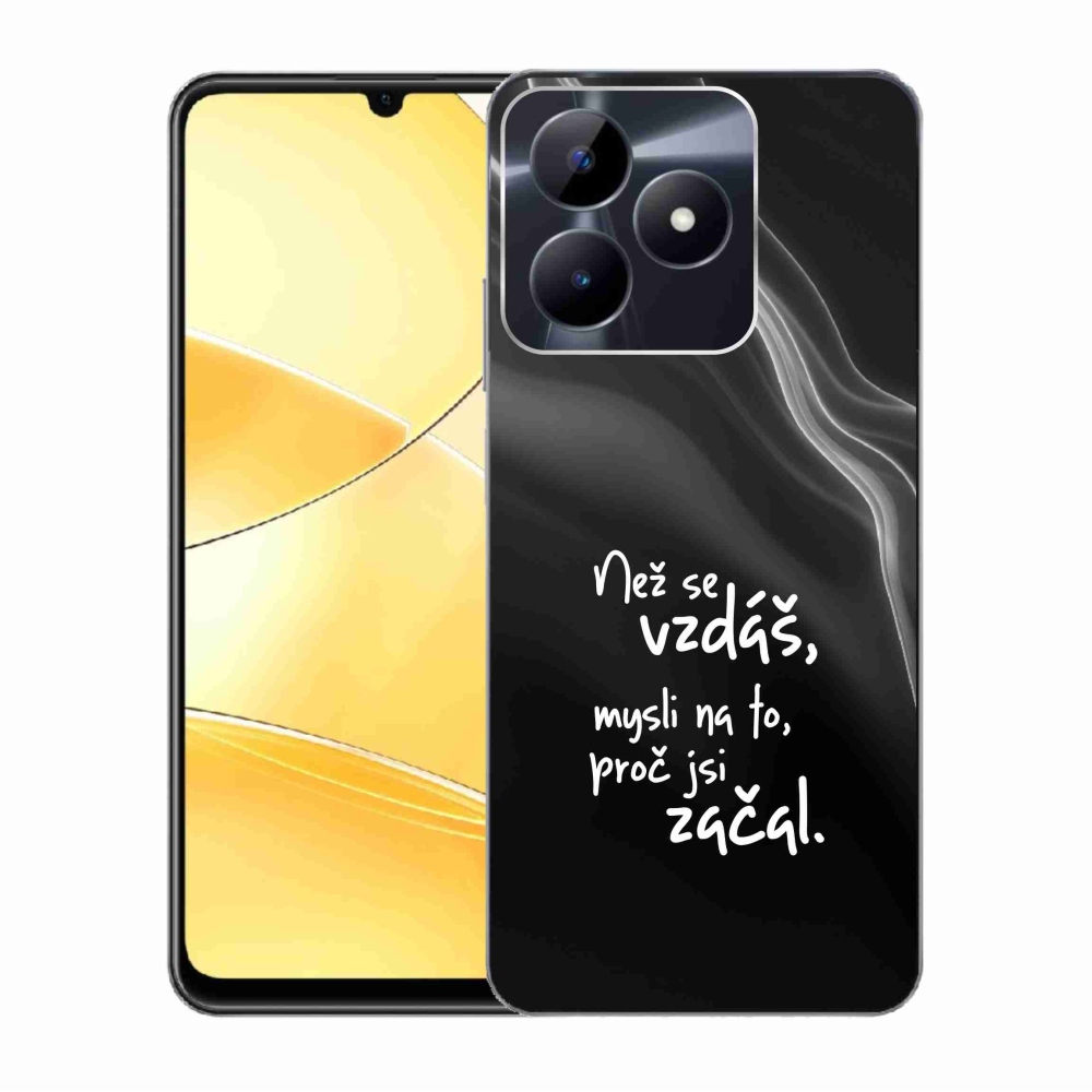 Gelový kryt mmCase na Realme C51/C53 - citát 2 černé pozadí