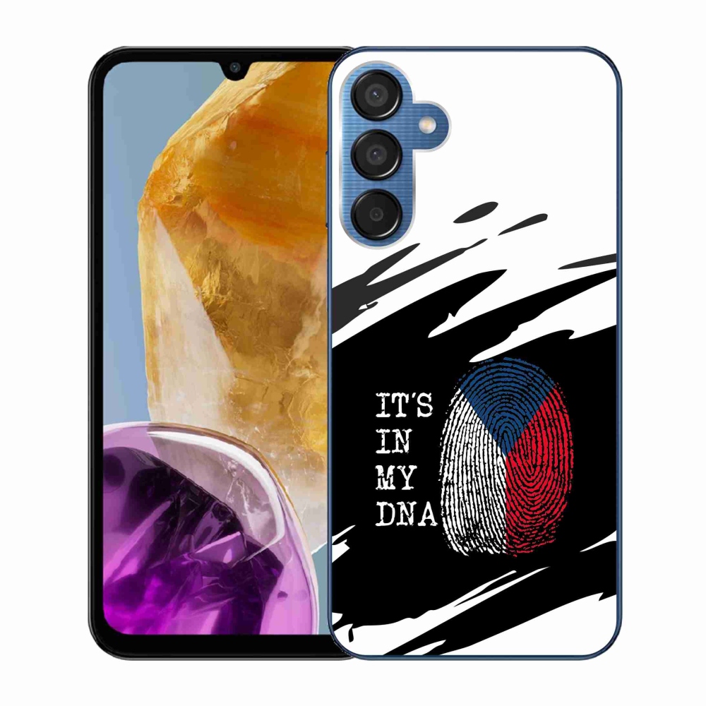 Gelový kryt mmCase na Samsung Galaxy M15 5G - vlajka otisk prstu černobílé pozadí