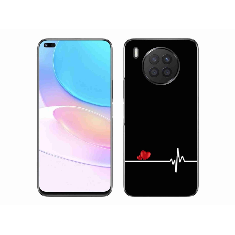 Gelový kryt mmCase na Huawei Nova 8i - srdce a tep černé pozadí