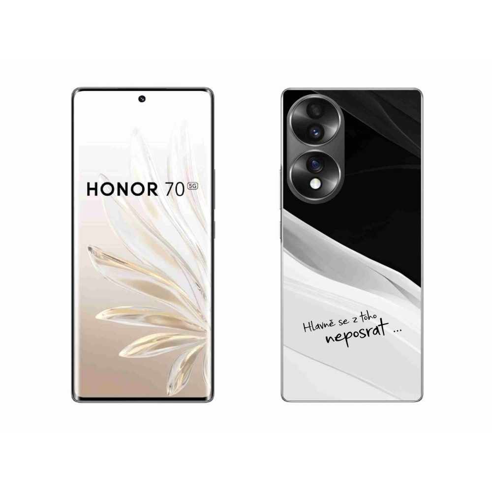 Gelový kryt mmCase na Honor 70 - vtipný text 13 bíločerné pozadí