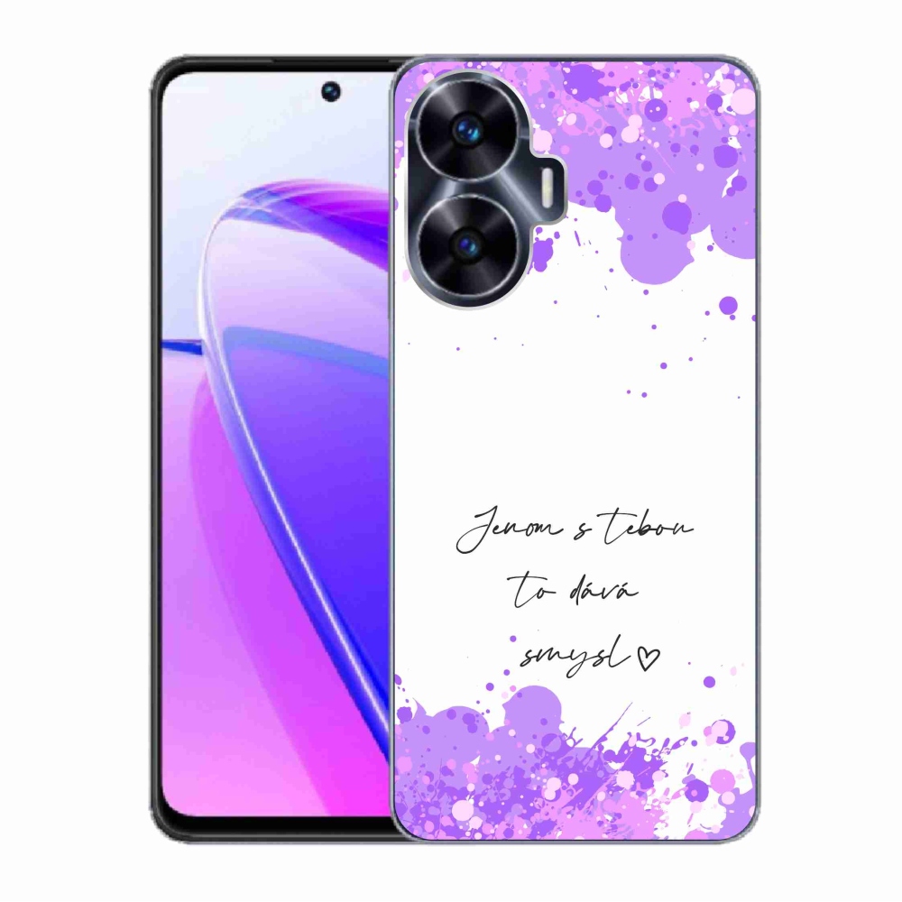 Gelový kryt mmCase na Realme C55 - zamilovaný text bílé pozadí