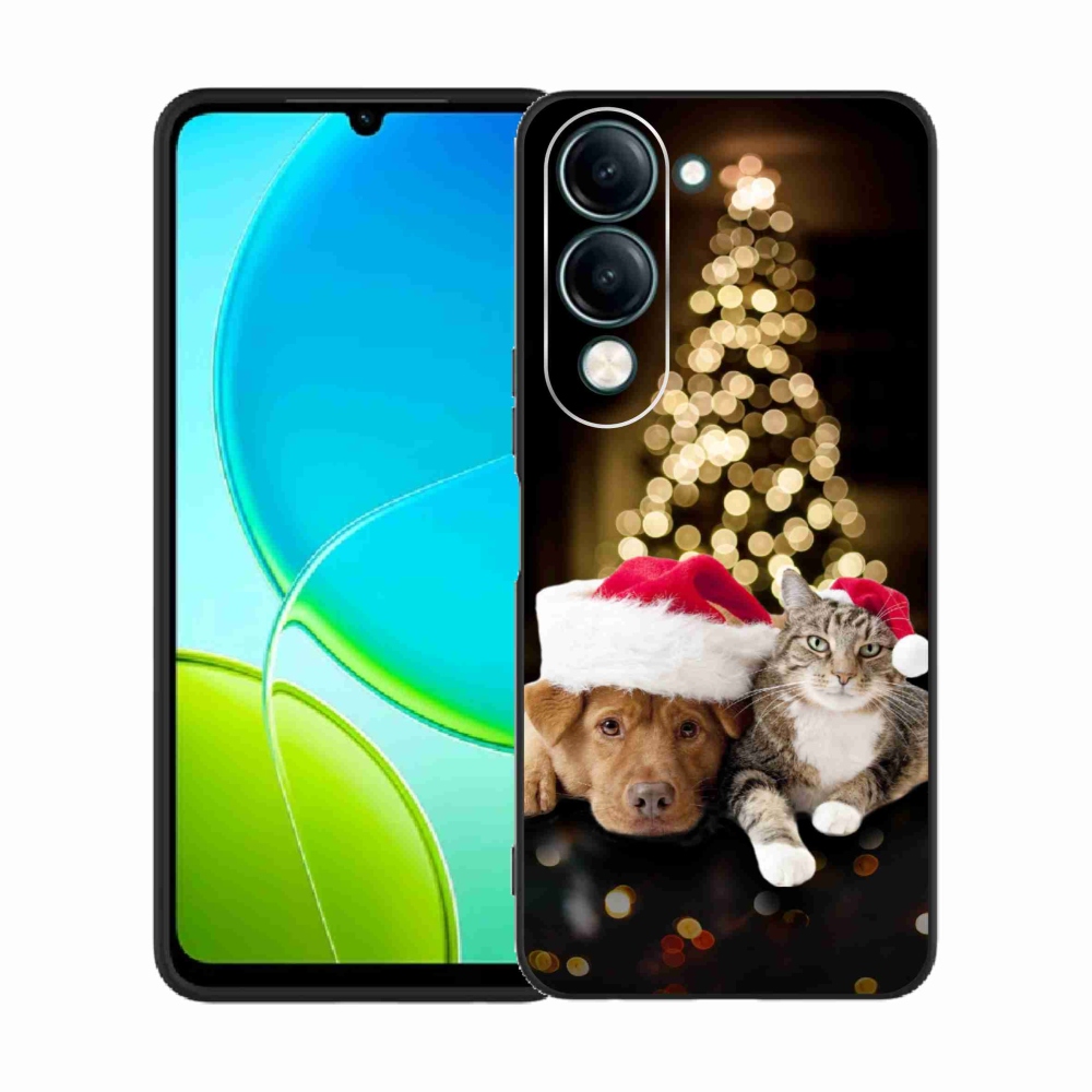 Gelový kryt mmCase na Vivo Y29s 5G - vánoční pes a kočka