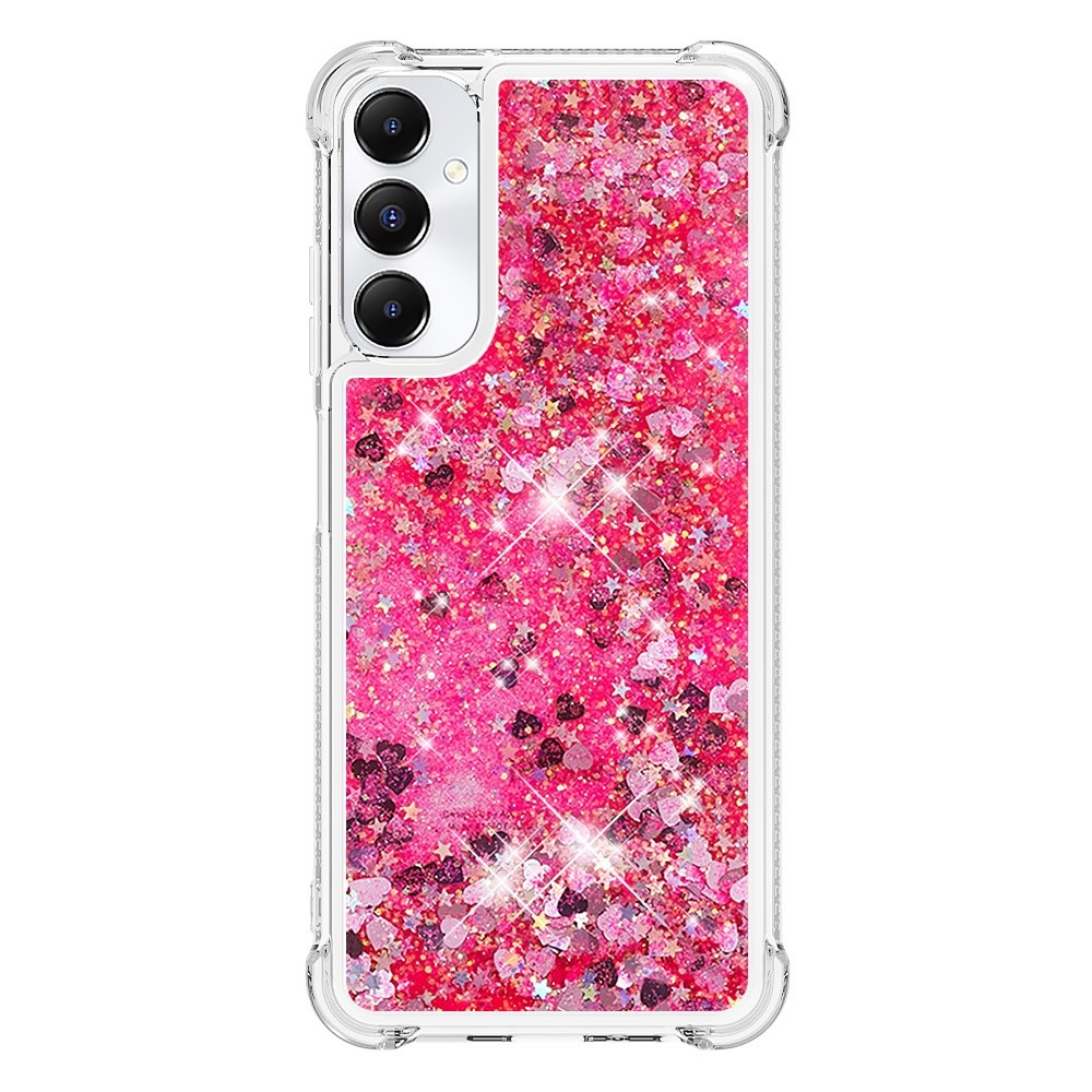 Glitter gelový přesýpací obal na Samsung Galaxy A05s - růžový/srdíčka