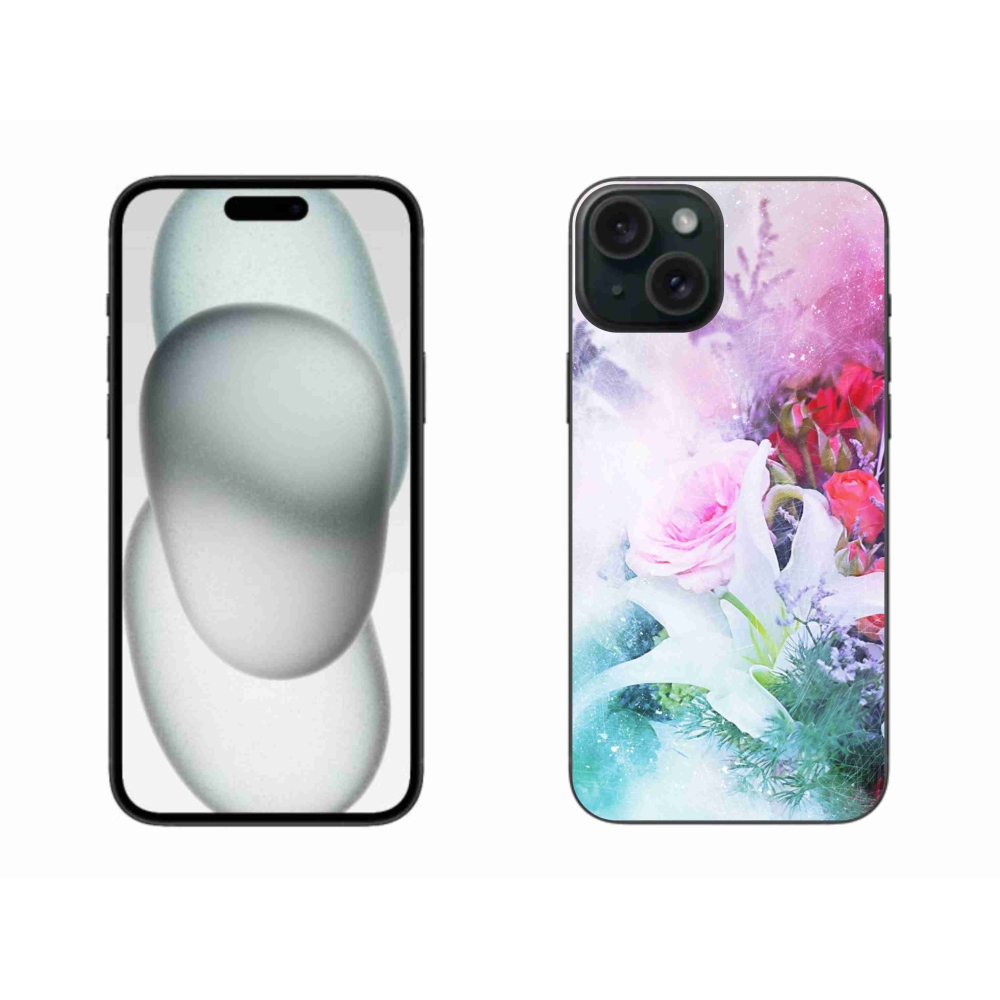 Gelový kryt mmCase na iPhone 15 Plus - květiny 4