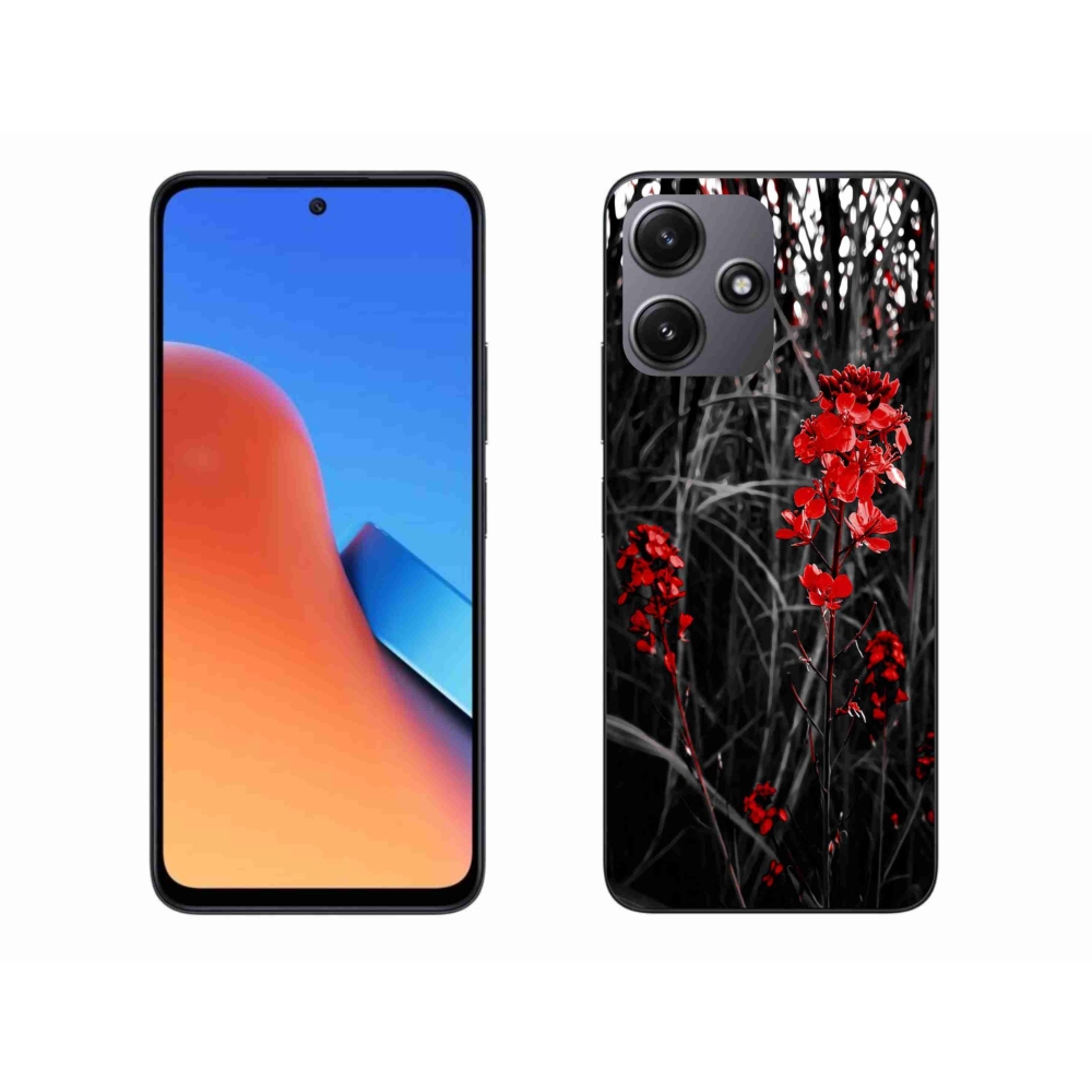 Gelový kryt mmCase na Xiaomi Redmi 12 5G - červená rostlina