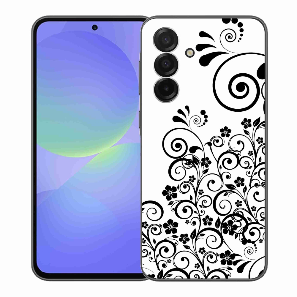 Gelový kryt mmCase na Samsung Galaxy A36 5G - černobílé květinové vzory