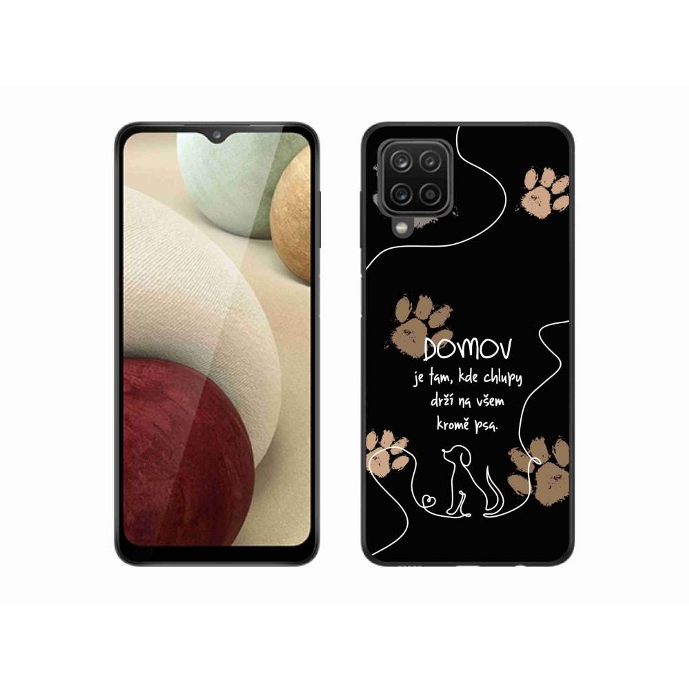 Gelový kryt mmCase na Samsung Galaxy A12 - psí motiv černé pozadí