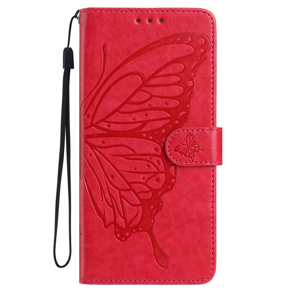 Floral Butterfly knížkové pouzdro na Xiaomi Redmi A5 (171.7x77.8x8.3mm) - červené