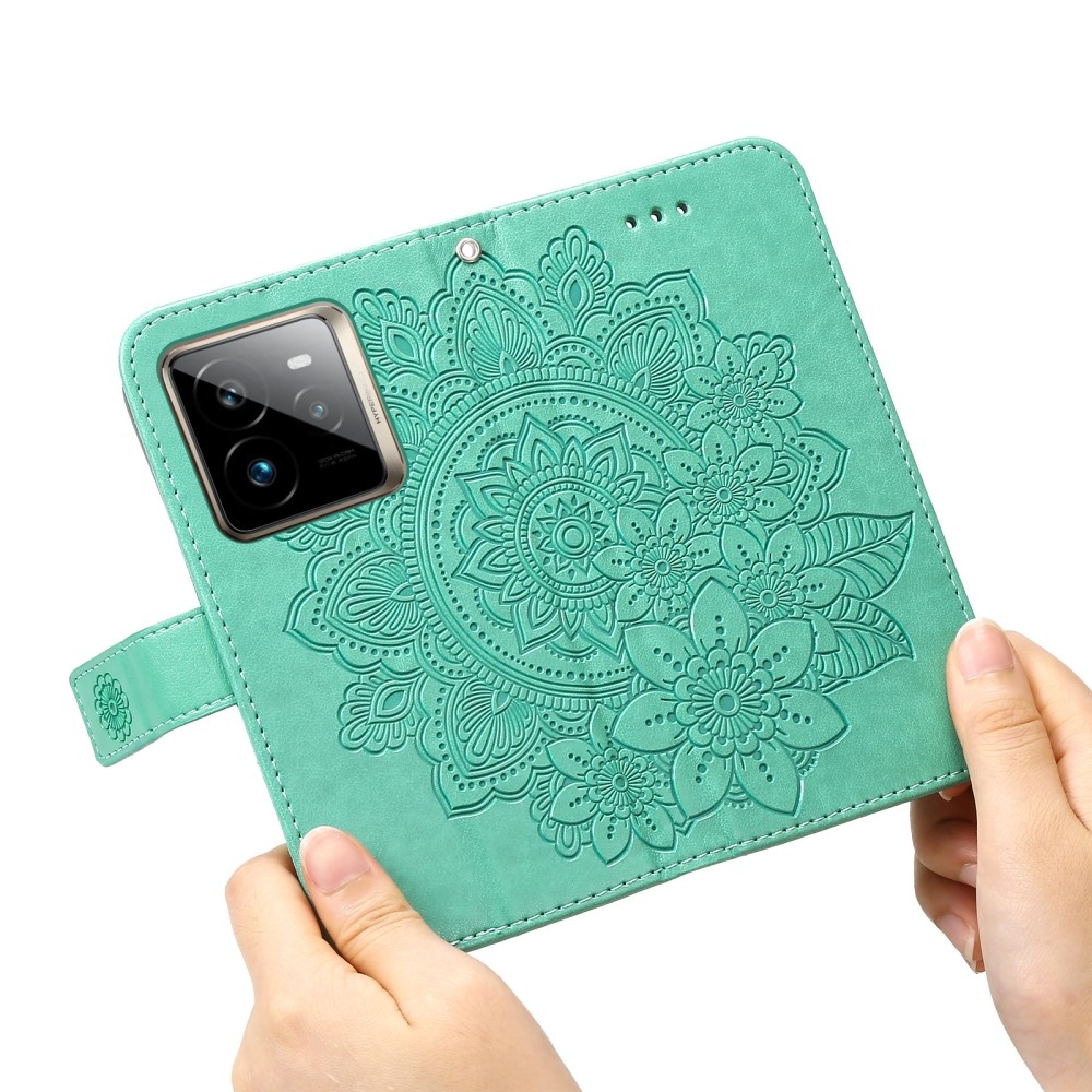 Mandala knížkové pouzdro na Realme GT 7 Pro 5G - modrozelené