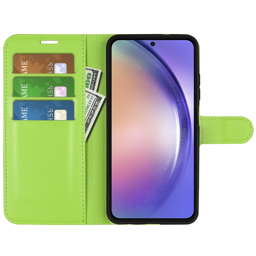 Litchi knížkové pouzdro na Samsung Galaxy A55 5G - zelené
