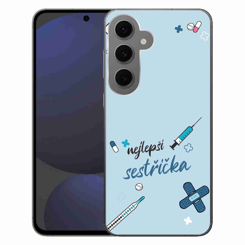 Gelový kryt mmCase na Samsung Galaxy S24 FE - nejlepší sestřička modré pozadí