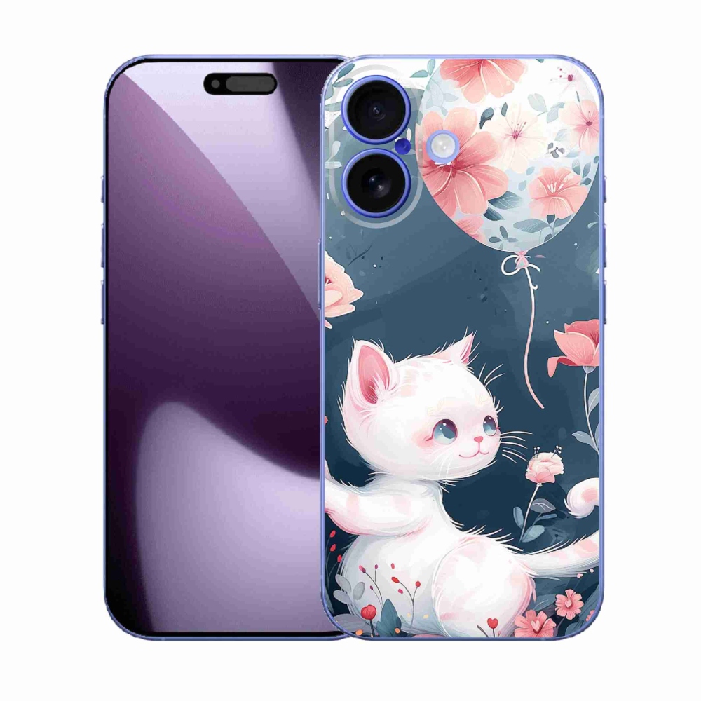 Gelový kryt mmCase na iPhone 17 - kotě s balónkem