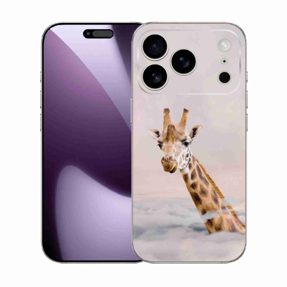 Gelový kryt mmCase na iPhone 17 Pro - žirafa v oblacích
