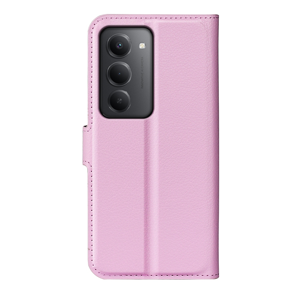 Litchi knížkové pouzdro na Xiaomi Redmi 15 4G/5G (171mm) - růžové