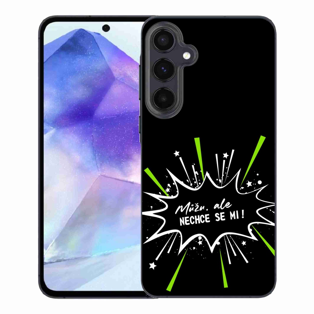 Gelový kryt mmCase na Samsung Galaxy A55 5G - vtipný text 11 černé pozadí