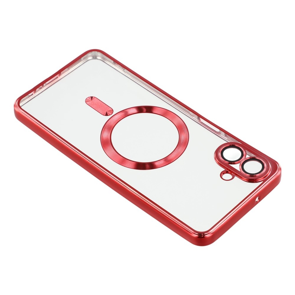 Clear obal s ochranou fotoaparátu a podporou MagSafe na Samsung Galaxy A07 4G - červený