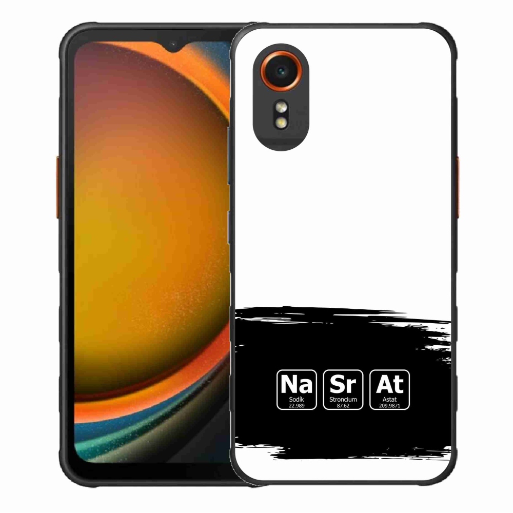 Gelový kryt mmCase na Samsung Galaxy Xcover 7 - chemické prvky černobílé pozadí