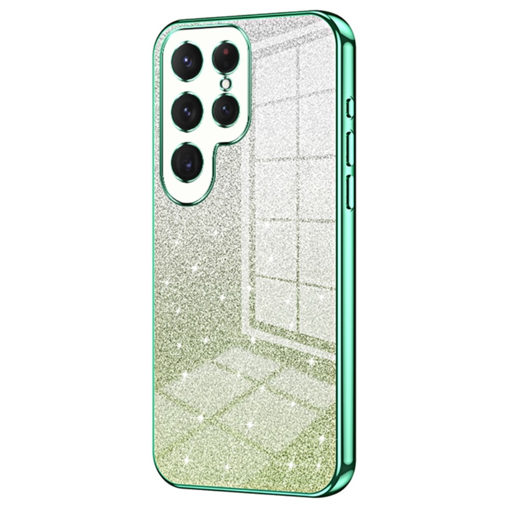 Cut gelový třpytivý obal na Samsung Galaxy S24 Ultra - zelený