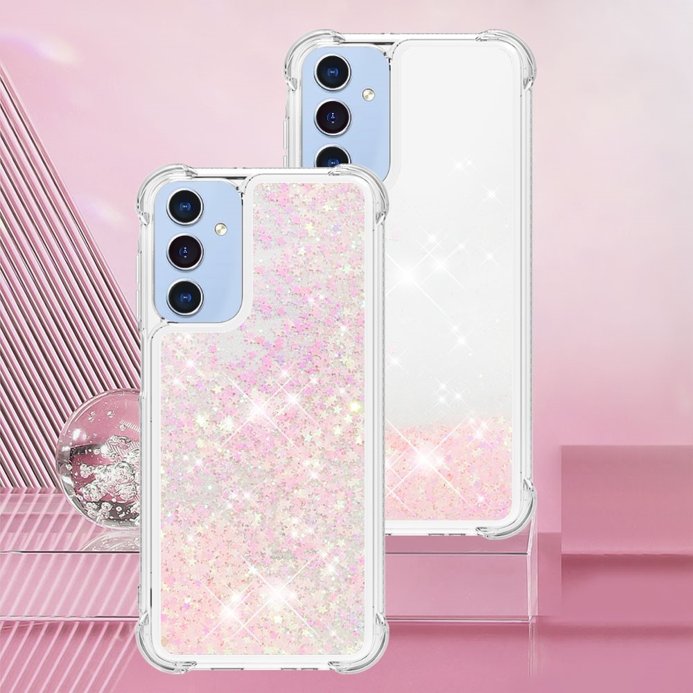 Glitter přesýpací gelový obal na Samsung Galaxy A26 5G - růžový/hvězdičky
